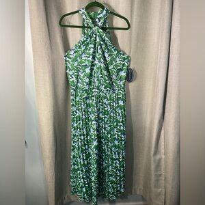NWT Scoop NYC Vibrant Green and Blue Halter Dress